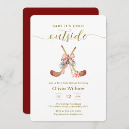 Invitación Winter All Stars Bow Hockey Girl Baby Shower