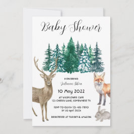 Invitación Winter Animal Forest Wonderland Baby Shower