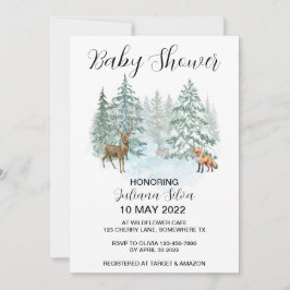 Invitación Winter Animal Forest Wonderland Baby Shower
