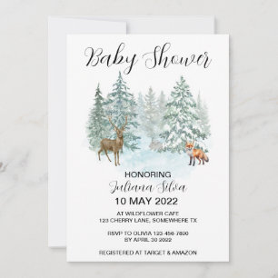 Invitación Winter Animal Forest Wonderland Baby Shower