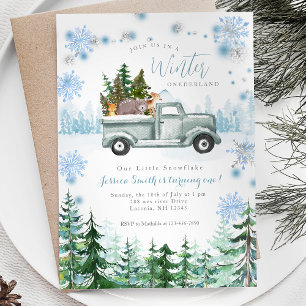 Invitación Winter Animal Onederland 1er cumpleaños