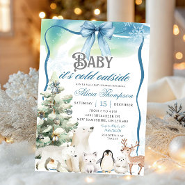 Invitación Winter Animals Aurora Bow Coquette Boy Baby Shower