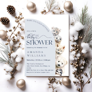 Invitación Winter Animals Género Neutral Baby Boy Shower