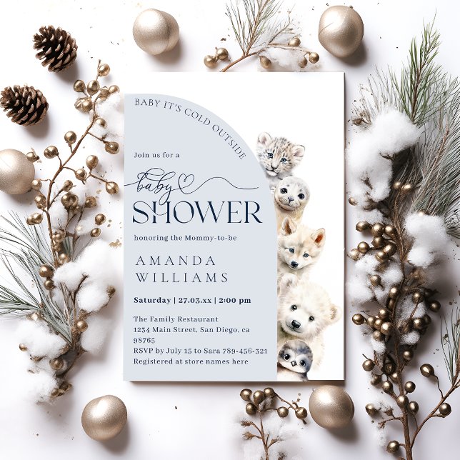 Invitación Winter Animals Género Neutral Baby Boy Shower (Subido por el creador)