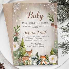Invitación Winter Animals Woodland Boy Baby Shower