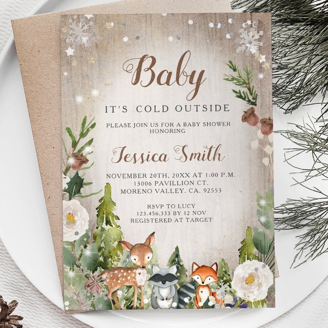 Invitación Winter Animals Woodland Boy Baby Shower (Subido por el creador)