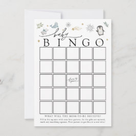 Invitación Winter Baby Animals Baby Shower Bingo Game Card