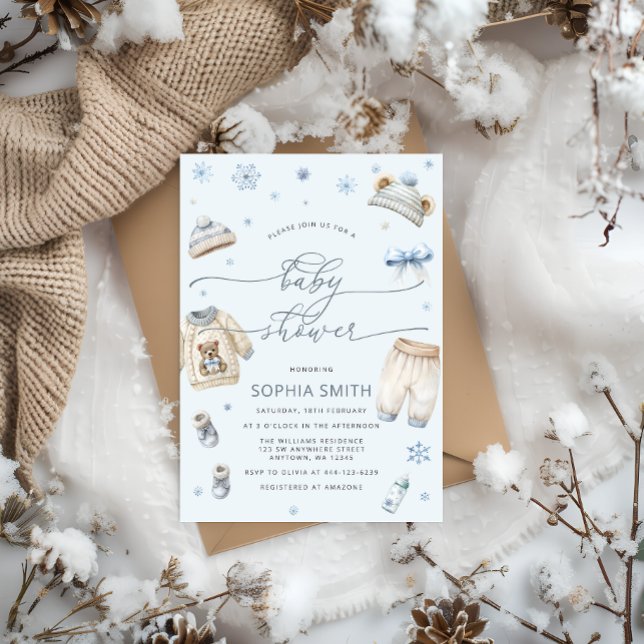 Invitación Winter Baby Clothes Boy Baby Shower (Subido por el creador)