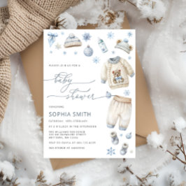 Invitación Winter Baby Clothes Boy Baby Shower