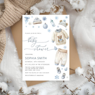 Invitación Winter Baby Clothes Boy Baby Shower