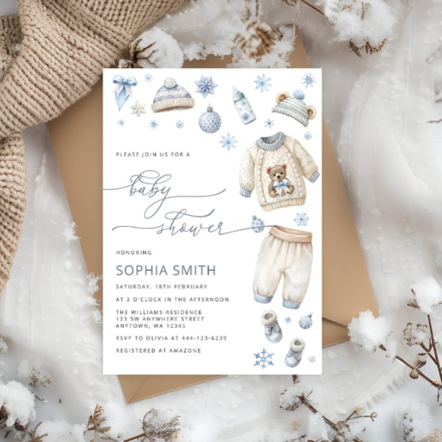 Invitación Winter Baby Clothes Boy Baby Shower (Subido por el creador)