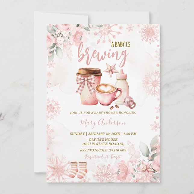 Invitación Winter Baby Is Brewing Baby Shower Invitation (Anverso)