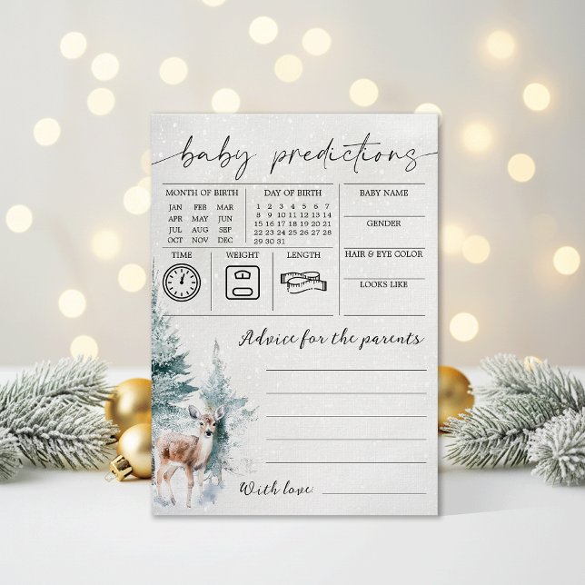 Invitación Winter Baby Shower Baby Predictions & Advice Card (Subido por el creador)