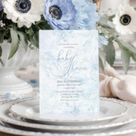 Invitación Winter Baby Shower Boy Blue Snowflake