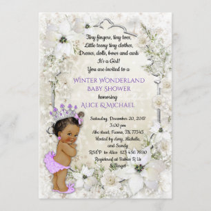 Invitación Winter Baby Shower Chica, brunette, Winter Wonderl