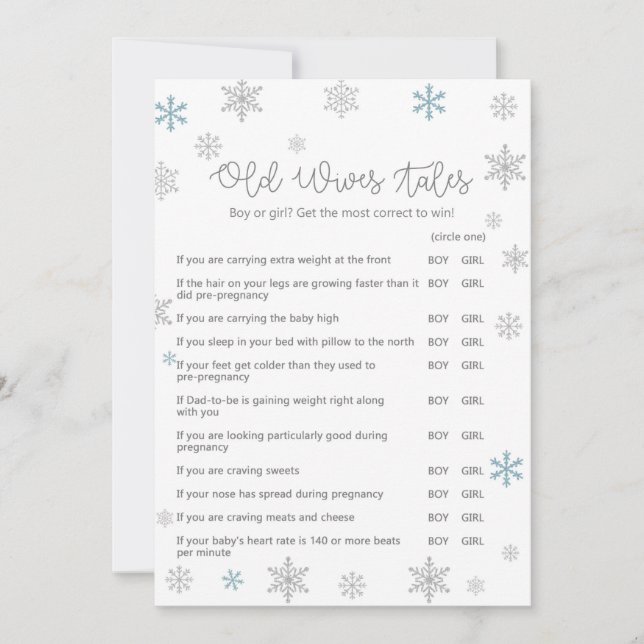 Invitación Winter Baby Shower Game respondemos de 5x7 (Anverso)