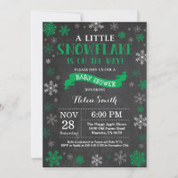 Winter Baby Shower Green Snowflake Chalkboard
