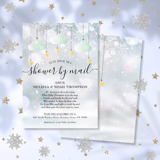 Invitación Winter Baby Shower Por Correo Larga Distancia (Winter Baby Shower By Mail Long Distance Invitation)