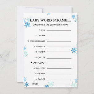 Invitación Winter Baby word scramble juego de ducha bebé
