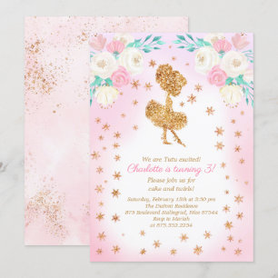 Invitación Winter Ballerina Purpurina Birthday
