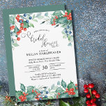 Invitación Winter Berries Holly Watercolor Bridal Shower<br><div class="desc">Winter bridal shower invitation with watercolor design and elegant calligraphy. This design features winter berries,  holly,  pine and evergreen greenery. A beautiful choice for a winter or christmas shower. Please browse my winter berries collection for matching items or message me to create the templates you need.</div>