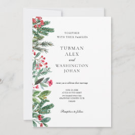 Invitación Winter Berries Pine Cone Greenery Boda