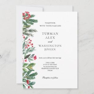 Invitación Winter Berries Pine Cone Greenery Boda