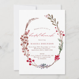 Invitación Winter Berries Wreath Bridal Brunch