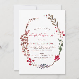 Invitación Winter Berries Wreath Bridal Brunch