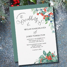 Invitación Winter Berries y Boda de la acuarela Holly