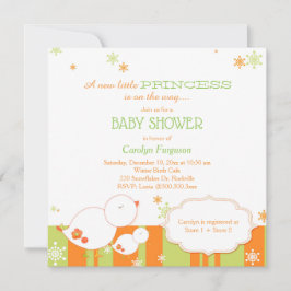 Invitación Winter Birds Baby Girl Baby Shower