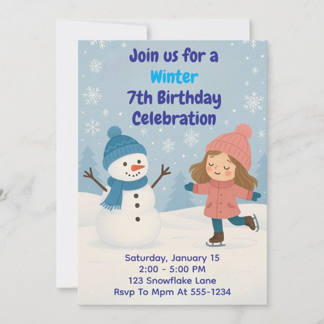 Invitación Winter Birthday Celebration (Anverso)