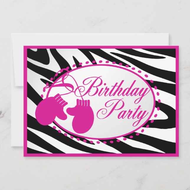 Invitación Winter Birthday Mittens (Anverso)