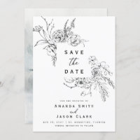 Winter Black and White Save The Date Boda
