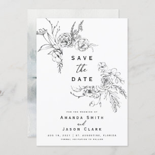 Invitación Winter Black and White Save The Date Boda