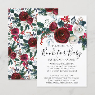 Invitación Winter Bloom Floral Baby Shower Book for Baby