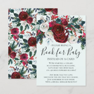 Invitación Winter Bloom Floral Baby Shower Book for Baby