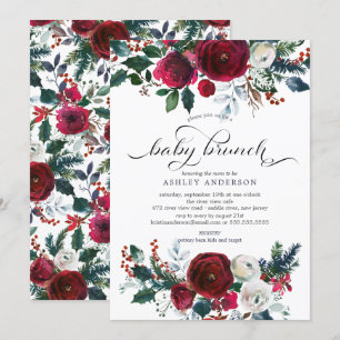Invitación Winter Bloom Floral Baby Shower Brunch