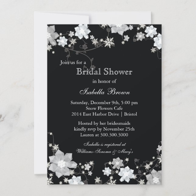 Invitación Winter Blossom Bridal Shower (Anverso)