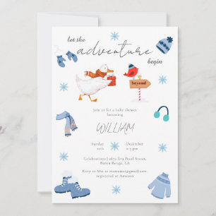 Invitación Winter Blue Adventure empieza Baby Shower