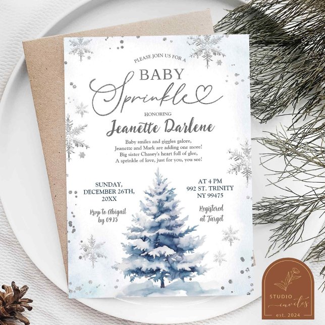 Invitación Winter Blue Baby Sprinkle Boy Baby Shower (Subido por el creador)