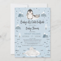 Winter Blue Boys Arctic Animals Baby Shower