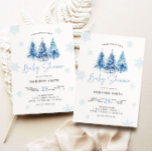 Invitación Winter Blue Christmas Tree Baby Shower Boy<br><div class="desc">Árbol de Navidad rosa y invitación a la ducha de bebé con copas de nieve.</div>