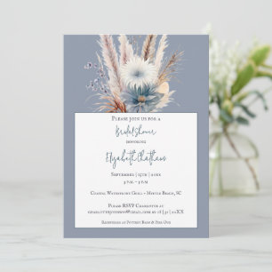 Invitación Winter Boho Floral Bridal Shower Azul