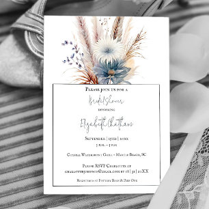 Invitación Winter Boho Floral Bridal Shower   Blanca