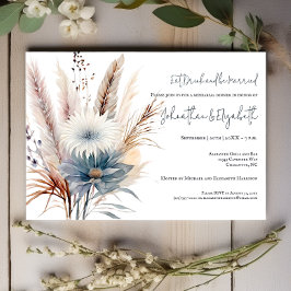 Invitación Winter Boho Floral | Cena de ensayo blanco