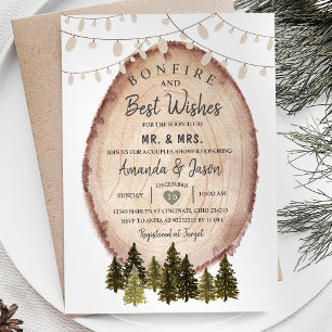 Invitación Winter BONFIRE Mejor Deseos Pareja Ducha Woodland