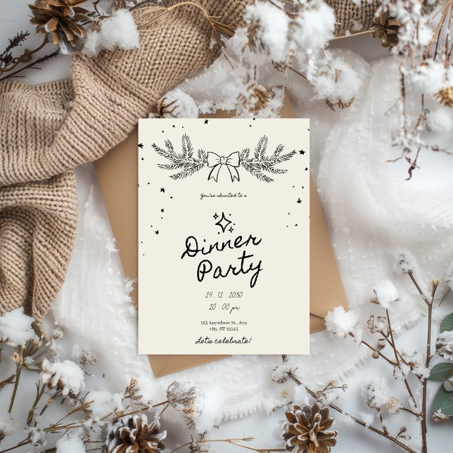 Invitación Winter Botanical Christmas Dinner Party (Subido por el creador)