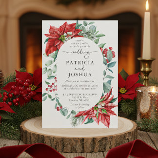 Invitación Winter Botanical Christmas Wedding