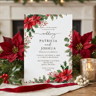 Invitación Winter Botanical Christmas Wedding Invitation